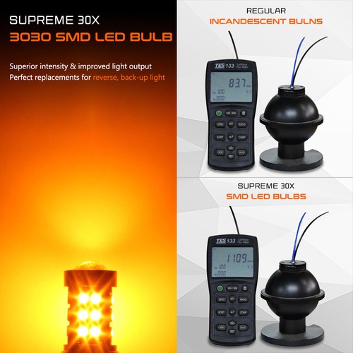 2Pcs HB3 9005 Amber Yellow LED Bulbs SMD 3030 High Beam DRL Light Super Bright - Picture 4 of 7