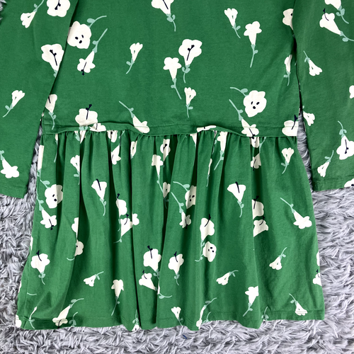 Tea Collection Cotton Knit Dress Girl's 12 Green Floral Print Pocket Colorful - Picture 9 of 9