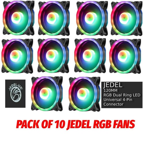 CONFEZIONE DA 10x JEDEL 120MM RGB ventola di raffreddamento led con connettore Molex universale 4 pin