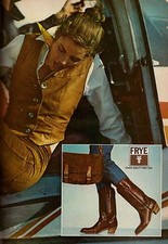 1980 Frye Boots Western Cowboy Sexy Leather Boots 2 page Vintage Print Ad 1980s