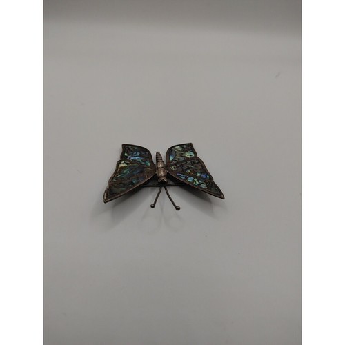 Brooch vintage Marked JBF New Mexico r r Abalone inlay Silver butterfly - Picture 3 of 8