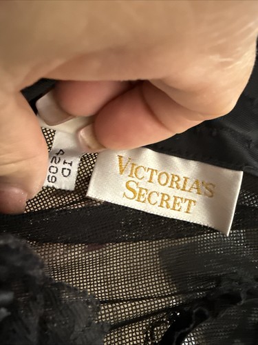 VTG Victoria's Secret Black Corset Garter Bustier 36B Sheer Lace Gold Label gx - Picture 13 of 13