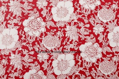 By 5 Yard Hand Block Print Handmade Cotton Indian Natural Sanganeri Print Fabric - Picture 2 of 40
