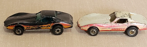 Hot Wheels Corvette Stingray 1975 Mattel VTG Hong Kong 2 Cars 1 Black 1 White - Picture 4 of 21