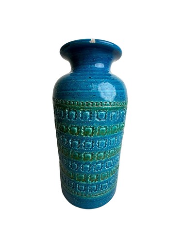 Vtg 1960 Bitossi Italy Aldo Londi Signed Rimini Blue Glaze Art Pottery Vase MCM - Picture 3 of 8