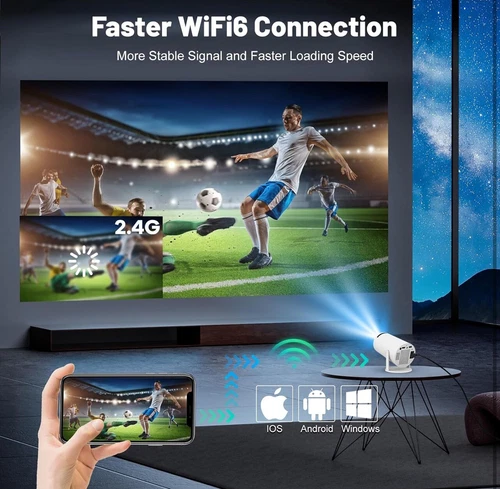 Mini Projector with WIFI 6 and Bluetooth, 4K 1080P Support Portable white  - Picture 5 of 10