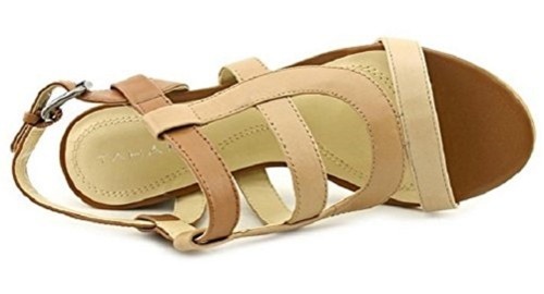 Tahari Alabama strappy sandals leather sand tan natural 3 " heels sz 8 Med NEW - Picture 3 of 4