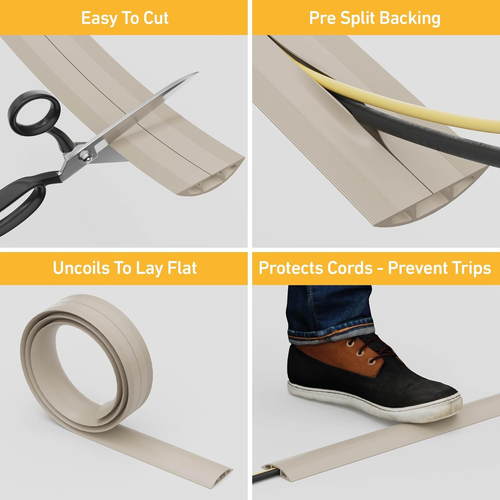 6Ft Floor Cord Cover, Cable Protector, Hide Extension Cords, Protect Cords, Prev - Picture 2 of 12