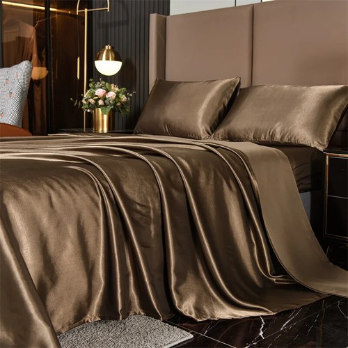 Satin Bed Sheets Queen Size Sheets Set Silky Bedding Deep Pocket Fitted Sheets - Picture 8 of 35