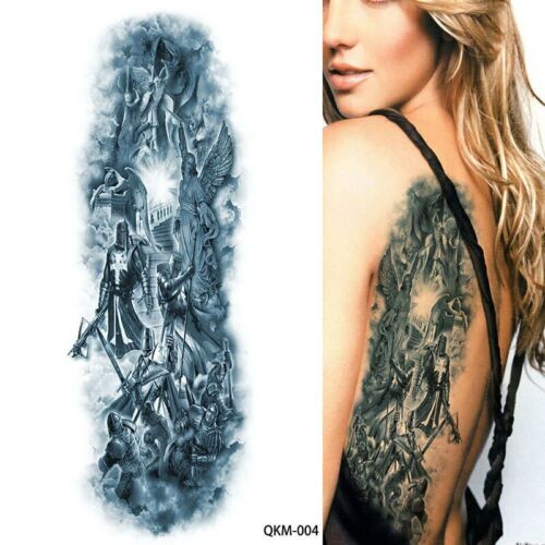 Large Arm Sleeve Tattoo Angel Wings Pigeon Jesus Waterproof Temporary Sticker - Picture 26 of 37