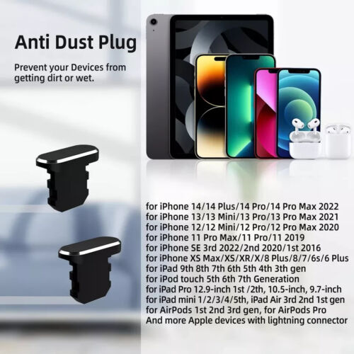 TITACUTE Confezione 2 Tappi Antipolvere per iPhone 14 Pro Max 13 11 12 Mini Nero - Foto 2 di 3