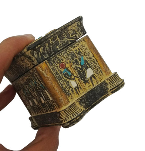 Vintage Handmade King Tutankhamun Wooden Jewelry Box Egyptian Pharaonic Gift Art - Picture 3 of 7