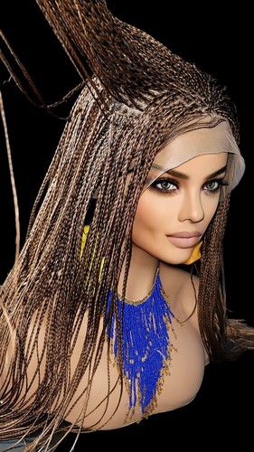 Premium Hand-Braided Wig Full Lace Wig Color #30 micro million braids - Picture 9 of 24