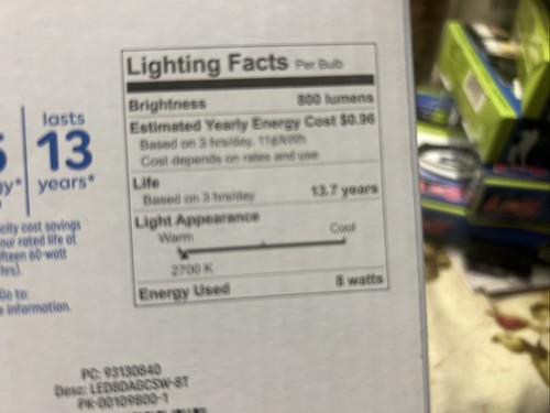 Lot of 2 GE Classic LED 60 W 8W Soft White A19 Light Bulbs 8 PACKS 800 Lumens - Picture 10 of 11