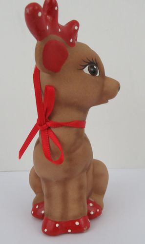 4 Vintage Kimple Mold Christmas Ceramic Reindeer Deer Quilted Hand Painted 6” - Picture 11 of 24