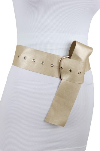 Women Gold Extra Long Fabric Waistband Premium Fashion Cool Belt Sexy Size XS S - Picture 18 of 24