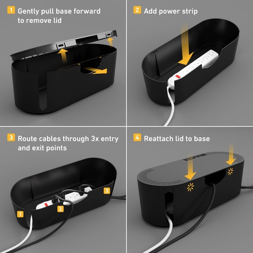 D-Line Cable Management Box Power Strip Holder Floor Outlet Hider Desk Cord O... - Picture 9 of 9