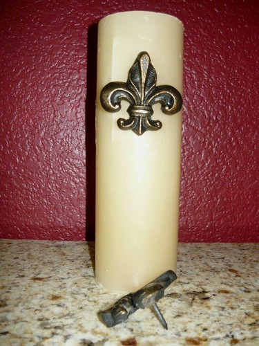 TWO Fleur de Lis Candle Pin, Crosses for candles, Old World, Tuscan Crown Tack  - Picture 3 of 8