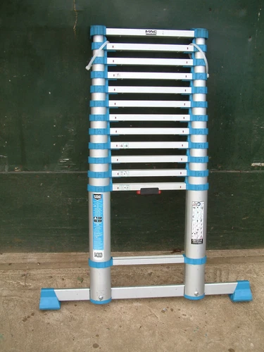 Mac Allister 13 Tread Telescopic Ladder Aluminium Lightweight Portable 3.8 m