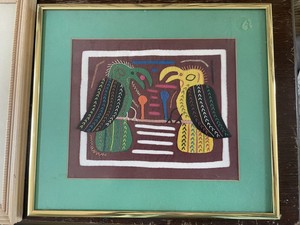 Kuna Mola 1960s 2 birds Textile Embroidered Art