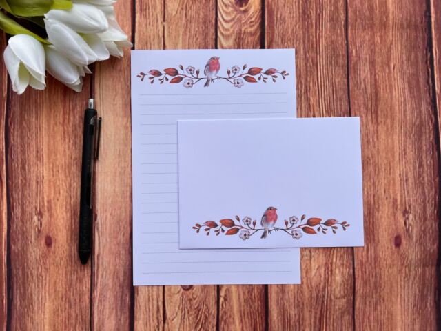 Robin Branch Writing Paper and Envelopes 10 Sheets & 5 Envelopes Letter Set Robin Branch Writing Paper and Envelopes 10 Sheets & 5 Envelopes Letter Set