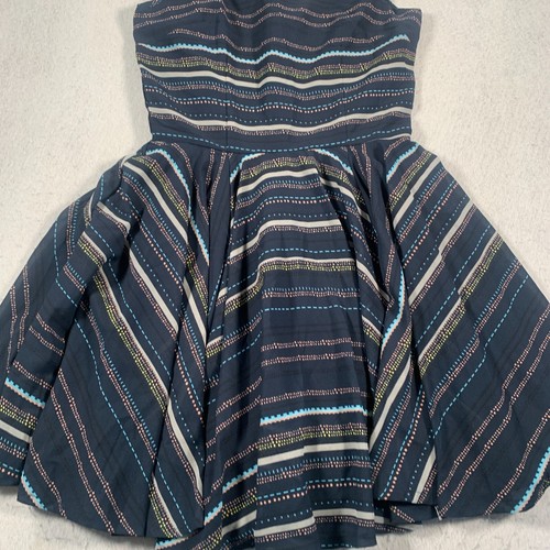 Vestido corto Maison Jules pequeño azul geométrico para mujer - Imagen 3 de 13