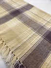6 Lavender & Tan Plaid Cotton Dinner Napkins, 14x14”, Fringe, 1 Has Stain