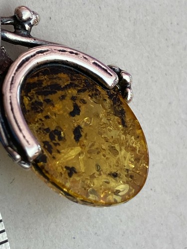 Faux Amber and Solid Silver Hallmarked Pendant and Necklace Ship Worldwide - Picture 7 of 11