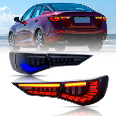 Pair LED Tail Lights Fit For Nissan Sentra Sylphy Pulsar 2019-2021 Rear Lamps
