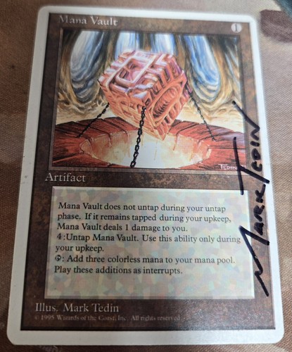 MANA VAULT Non-foil MARK TEDIN ARTIST SIGNED Auto MTG Signature 4th ED LP  - Picture 1 of 2