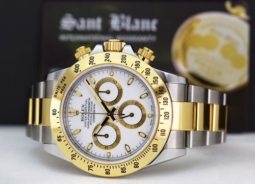 ROLEX - 18kt Gold & SS DAYTONA White Index Dial Fat Buckle 116523 - SANT BLANC - Picture 5 of 10