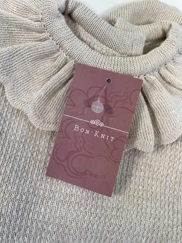 Bon'Knit Romper Baby Girls Beige Ruffle Long Sleeve Button Front Size 3-6 Mos - Picture 4 of 6