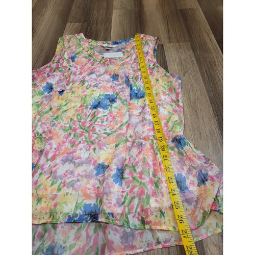 NWT CJ Banks Pastel Floral Print Peplum Lined Sleeveless Blouse Women's Size X - Picture 7 of 7