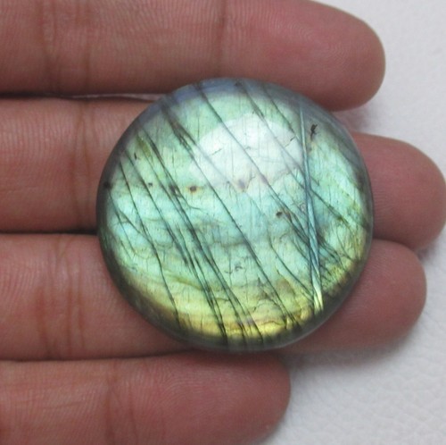 Natural Labradorite Cabochon Round 105.25 Ct Flat back Loose Gemstone H 8660 - Picture 5 of 5