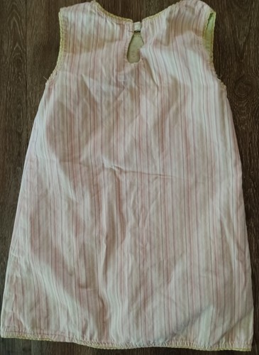 handmade little girls tank dress reversible shabby chic print floral striped 4-5 - Picture 4 of 6