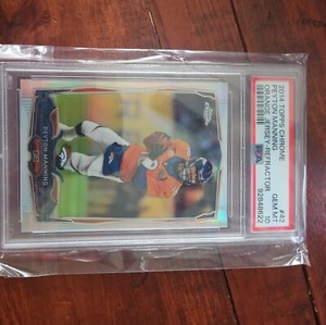 2014 TOPPS CHROME ORANGE JERSEY-REFRACTOR #42 PEYTON MANNING PSA 10