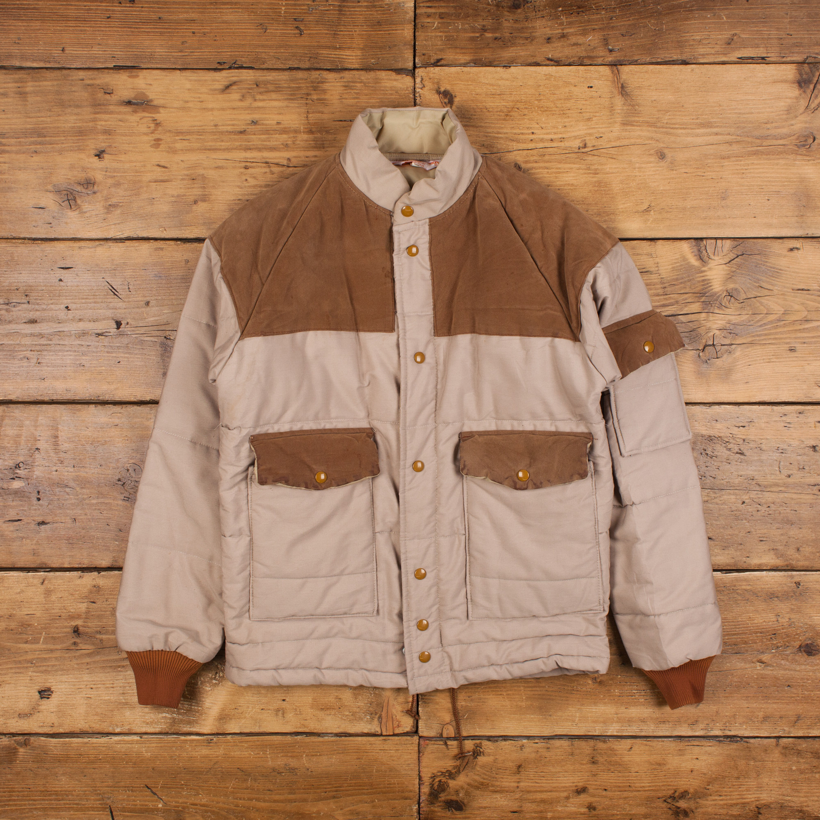 Vintage Active Generation Puffer Jacket S 80s Suede Button Up