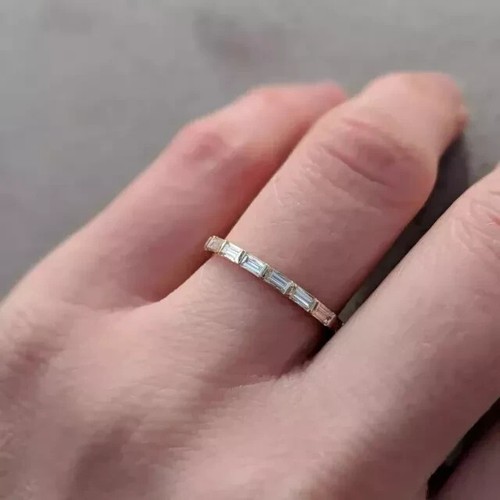 Eternity Band Ring 14K Yellow Gold Plated 2 Ct Lab-Created Diamond Baguette Cut