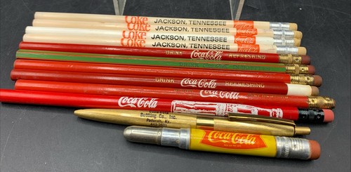 Lot Of 12 Vintage Coke Coca-Cola Soda Advertising Pens Pencils-Bullet Pencil - Picture 1 of 5