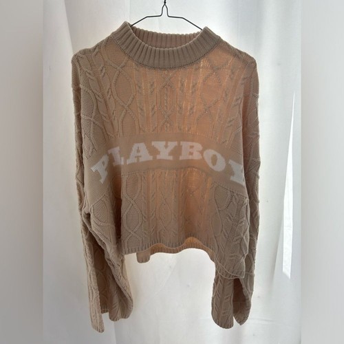 PLAYBOY Women's Tan and White Jumper - Picture 1 of 3