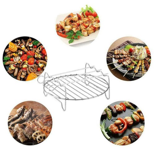 6/7/8 Inch Air Fryer Rack Kitchen Baking Tray Double Layer Round Barbecue Rack - Picture 6 of 11