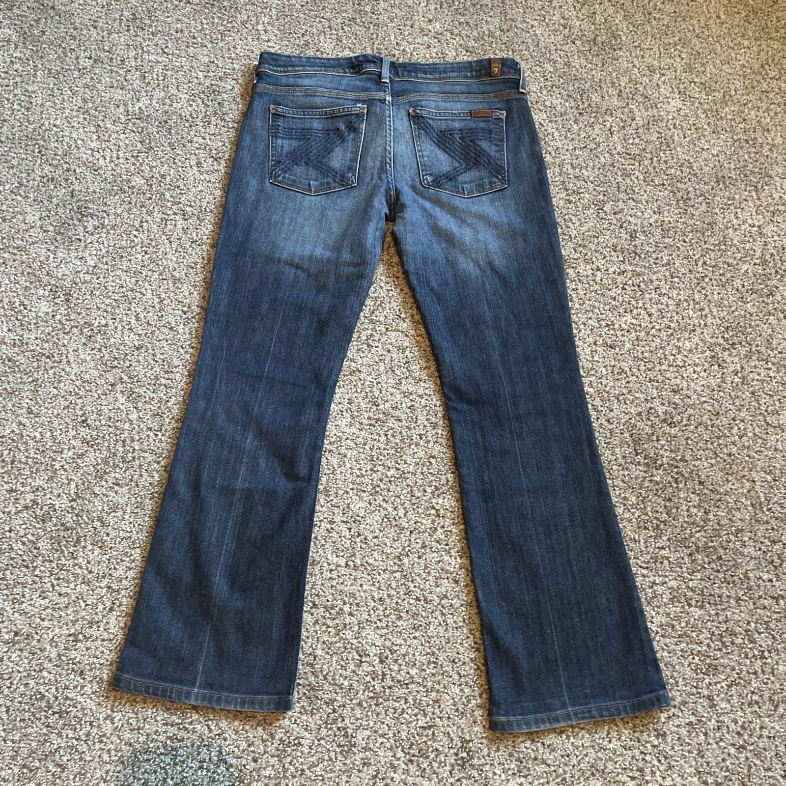 7 For All Mankind Flynt Jeans Women's 29 Bootcut Dark Wash Blue Denim (32x27) - View 14