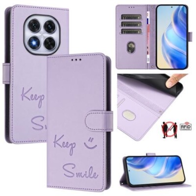 For Redmi Note 14 Pro 4G Smile Embossing RFID Leather Phone Case