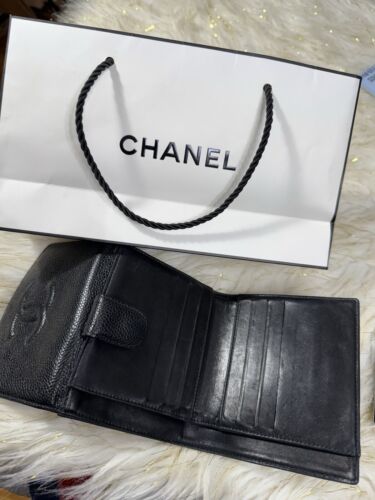Vintage Chanel Black Small Bifold Calfskin wallet with Paper bag - Picture 18 of 24