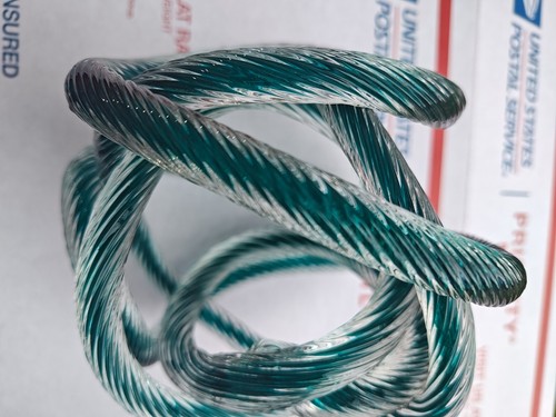 Moderne Kunst Glas verdreht geknüpftes Seil Skulptur Briefbeschwerer blaugrün Murano? - Bild 19 von 24