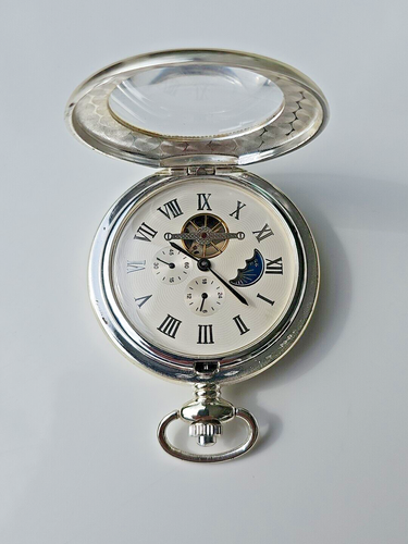 MECHANISCHE Lupenglas TASCHENUHR POCKET WATCH LÄUFT 3-4 - Foto 2 di 18