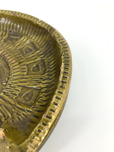 Vtg Ashtray Cigar Italy Bitossi Green Art Pottery MCM Brutalist Gothic 2 Stem - Picture 5 of 9