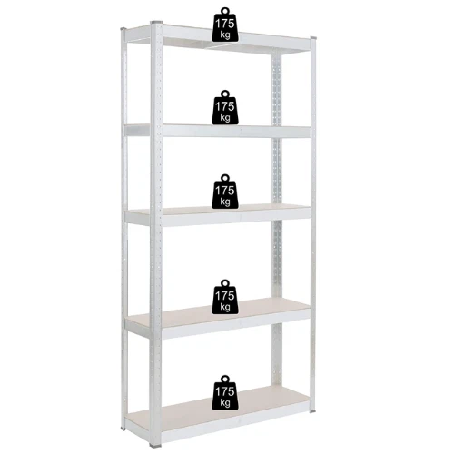 SCAFFALE IN METALLO 5 RIPIANI LEGNO MOBILE COMPONIBILE CUCINA UFFICIO MULTIUSO - Immagine 4 di 4