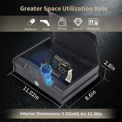 Biometric Security Safe for Valuables, Easy Edition, 3 Ways Quick Access - Picture 2 of 7