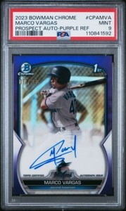 Marco Vargas 2023 Bowman Chrome Prospect Auto Purple 79/250 CPAMVA PSA 9